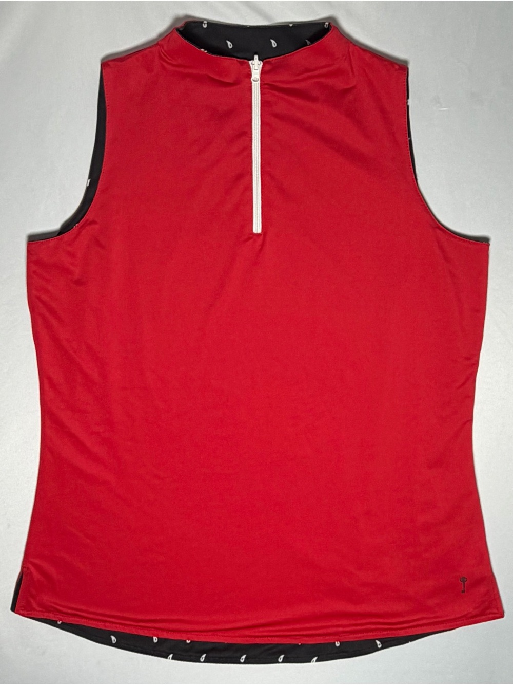 Belyn Key Scarlet Red Black Bandana Reversible Sleeveless Golf Top Women's Small